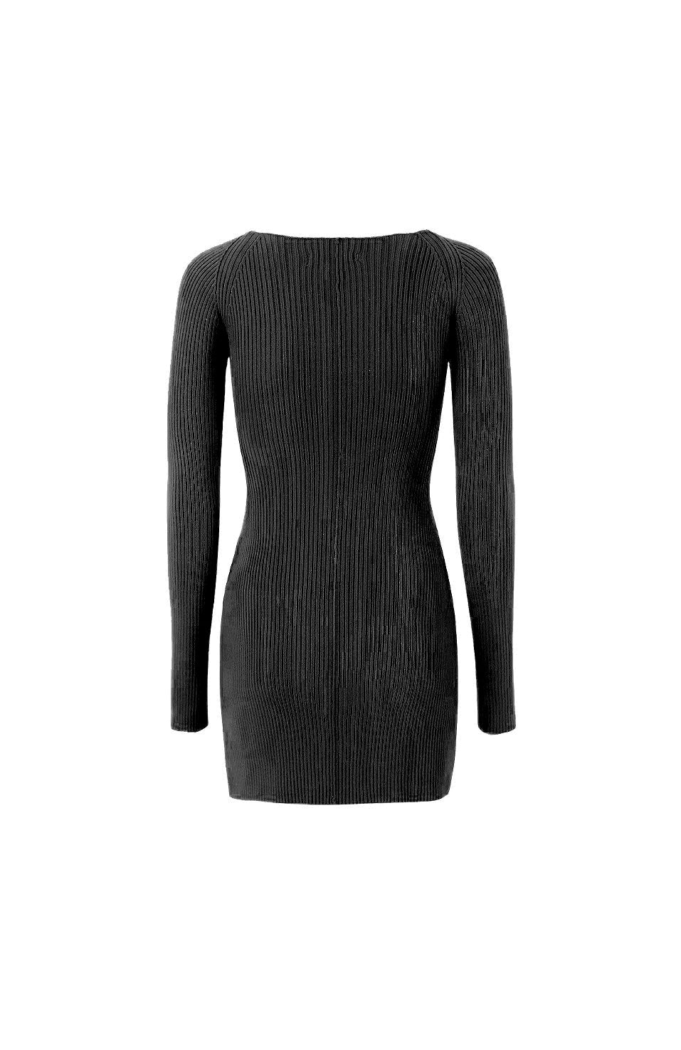 Winter Oat Cutout Knit Dress Black